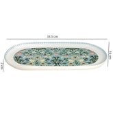 Elegant 13-Inch Fine Porcelain Oval Platter | Blue & Green Floral Decal Print Serving Tray